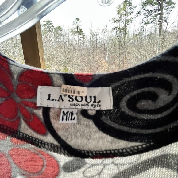 Women L .A. SOUL Floral Scoop Short Sleeve Jersey Top Tunic Mini Dress M/L - Picture 4 of 6